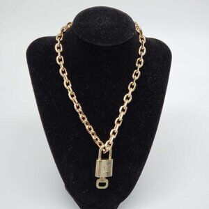 Authentic Louis Vuitton Lock & Key with Unbranded Gold Plated Chain Necklace